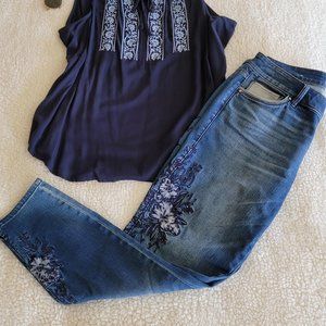 White House Black Market Embroidered Jeans 8